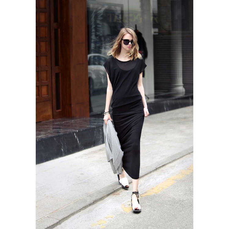 TE2216ALFS Maxi vestito slim slim in due pezzi finti alla moda europea-3