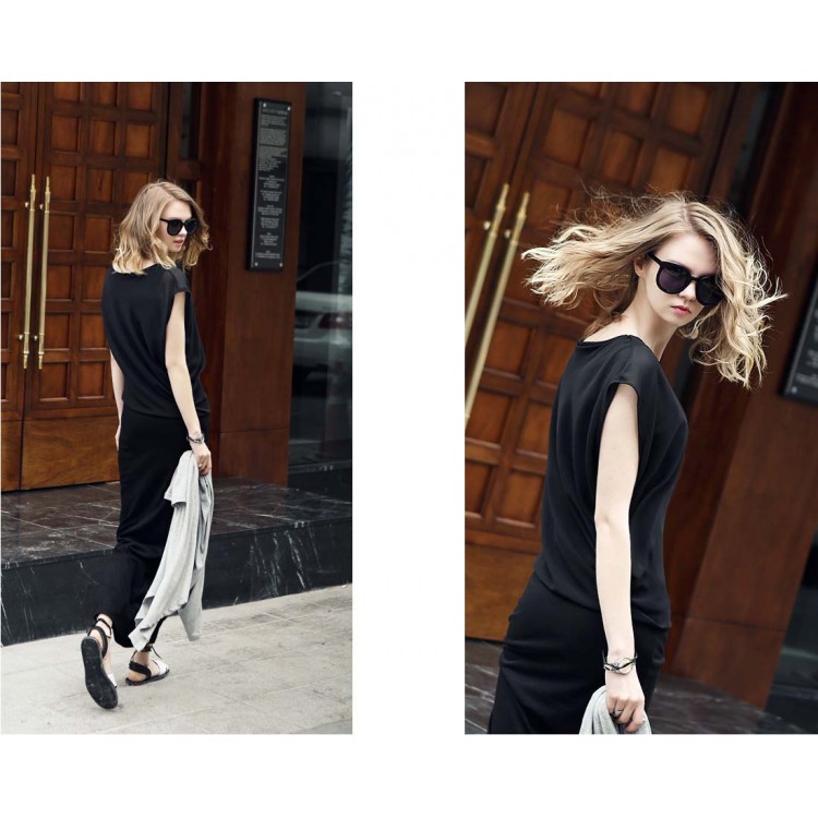 TE2216ALFS Maxi vestito slim slim in due pezzi finti alla moda europea-4