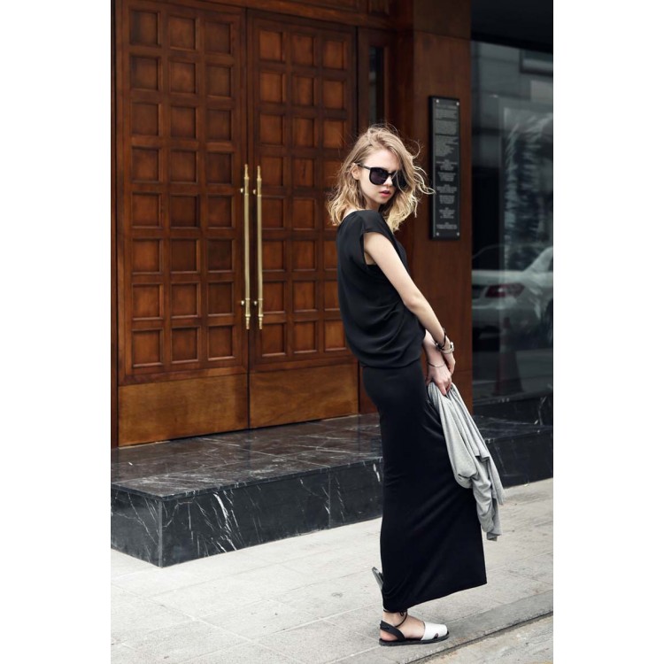 TE2216ALFS Maxi vestito slim slim in due pezzi finti alla moda europea-5