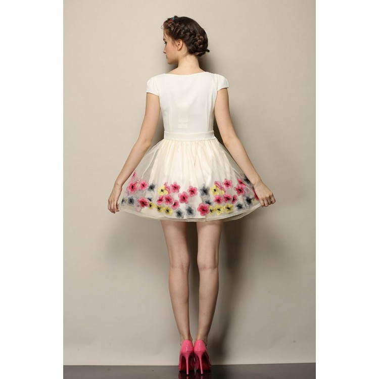 TE2606HY Abito slim in organza ricamata alla moda europea-2