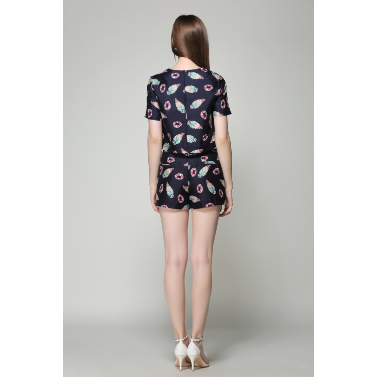 TE2608NS Top slim con stampa europea alla moda e abito a due pezzi con pantaloncini-3