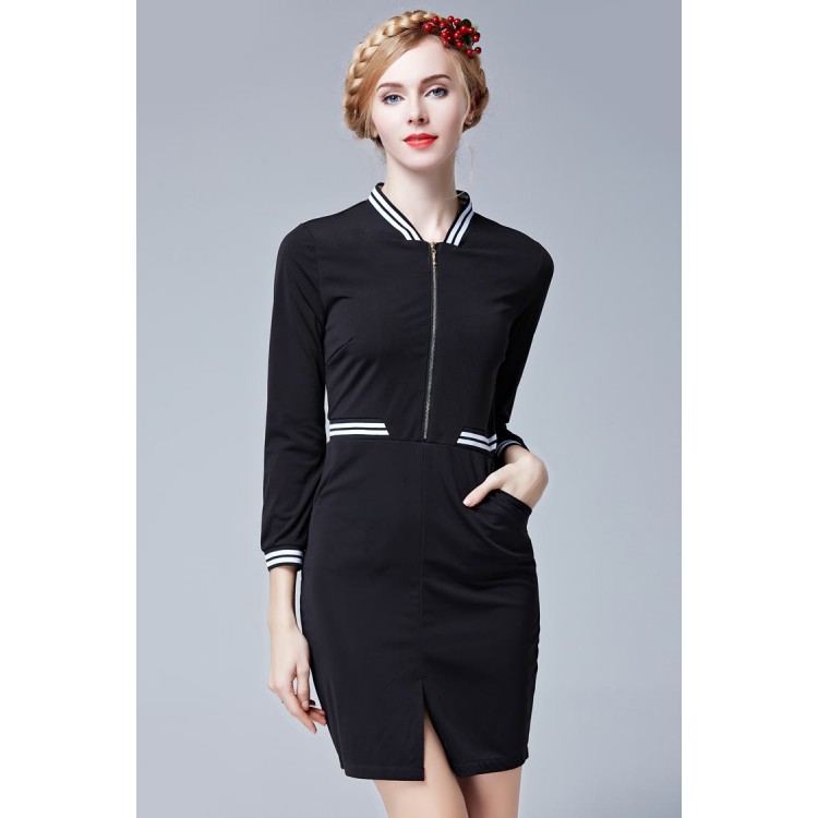 TE2617NS Abito slim color puro stile preppy autunnale-1