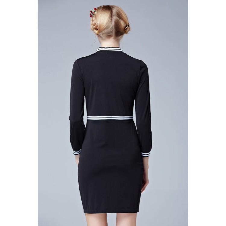 TE2617NS Abito slim color puro stile preppy autunnale-3