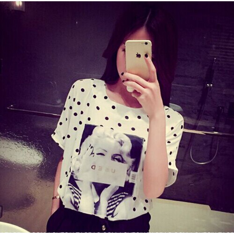 TE2635MZY T-shirt in chiffon con punto jolly alla moda europea-2