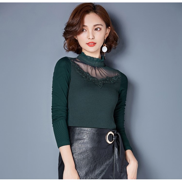 TE3002WSSP Camicia con supporto in fodera di lana con giunture in pizzo a rete di grandi dimensioni di nuovo stile-2