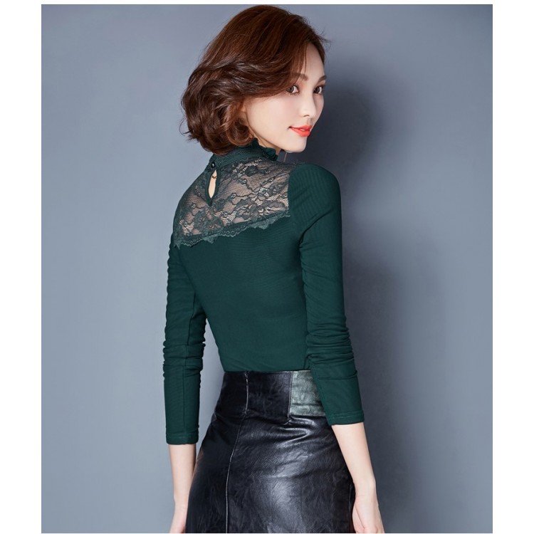 TE3002WSSP Camicia con supporto in fodera di lana con giunture in pizzo a rete di grandi dimensioni di nuovo stile-3