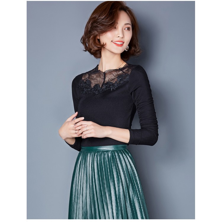 TE3005WSSP Camicia con supporto in fodera di lana con giunture in pizzo a rete di grandi dimensioni di nuovo stile-1