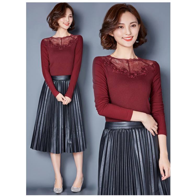 TE3005WSSP Camicia con supporto in fodera di lana con giunture in pizzo a rete di grandi dimensioni di nuovo stile-8