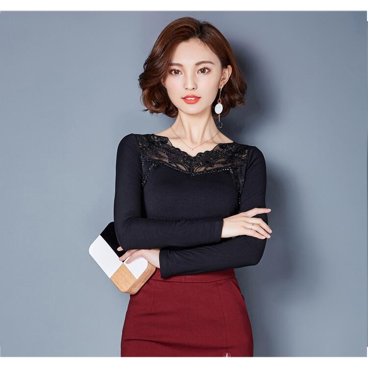 TE3010WSSP Camicia con supporto in fodera di lana con giunture in pizzo a rete di grandi dimensioni di nuovo stile-6