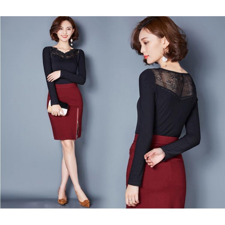 TE3010WSSP Camicia con supporto in fodera di lana con giunture in pizzo a rete di grandi dimensioni di nuovo stile-8