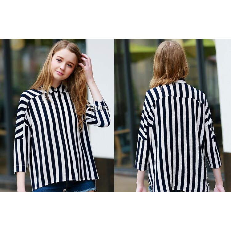 TE3024YZS Camicia joker moda europea a righe verticali con scollo a V-3