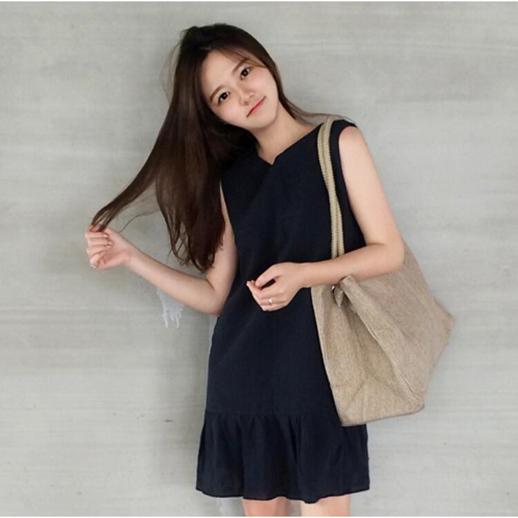 TE3029YZS Abito ampio senza maniche in cotone ramiè con fiocco e fiocco-6