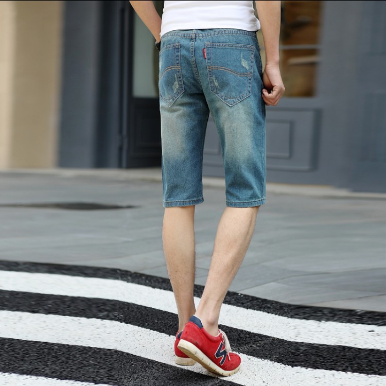 TE303ZSS Jeans da uomo semilunghi casual alla moda in stile coreano-3