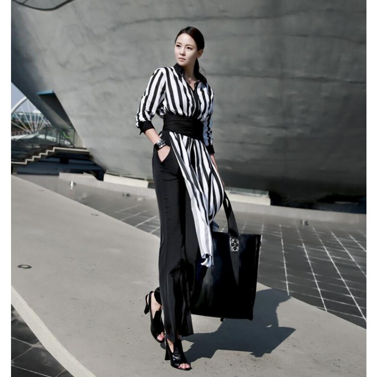 TE1547GJWL Camicia lunga con protezione solare a righe alla moda coreana-1