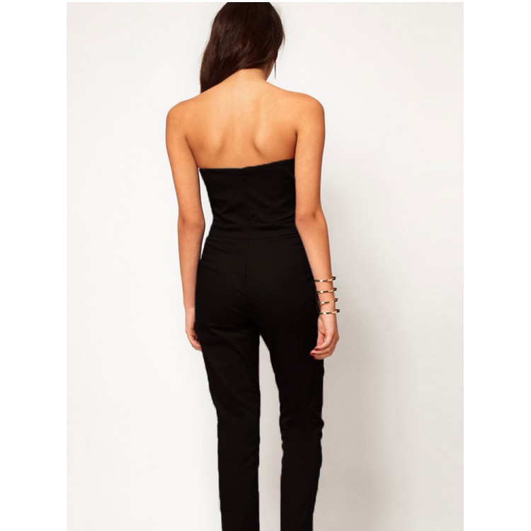 TE305JKFS Tuta casual slim alla moda europea senza maniche con scollo a V-4