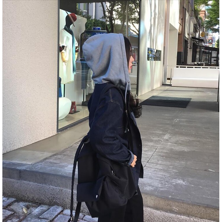 TE3086YZS Cappotto in denim con cappuccio e allacciatura tascabile-3