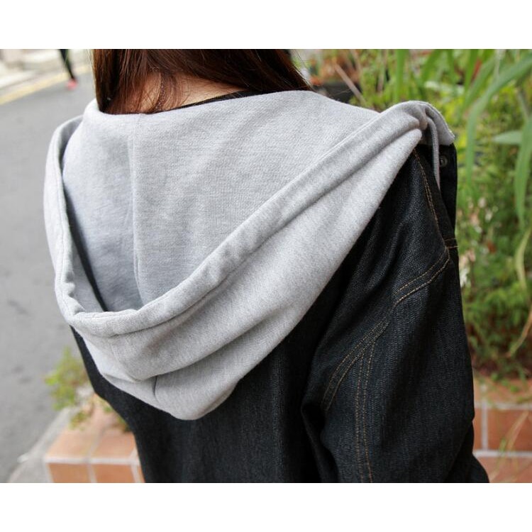 TE3086YZS Cappotto in denim con cappuccio e allacciatura tascabile-7