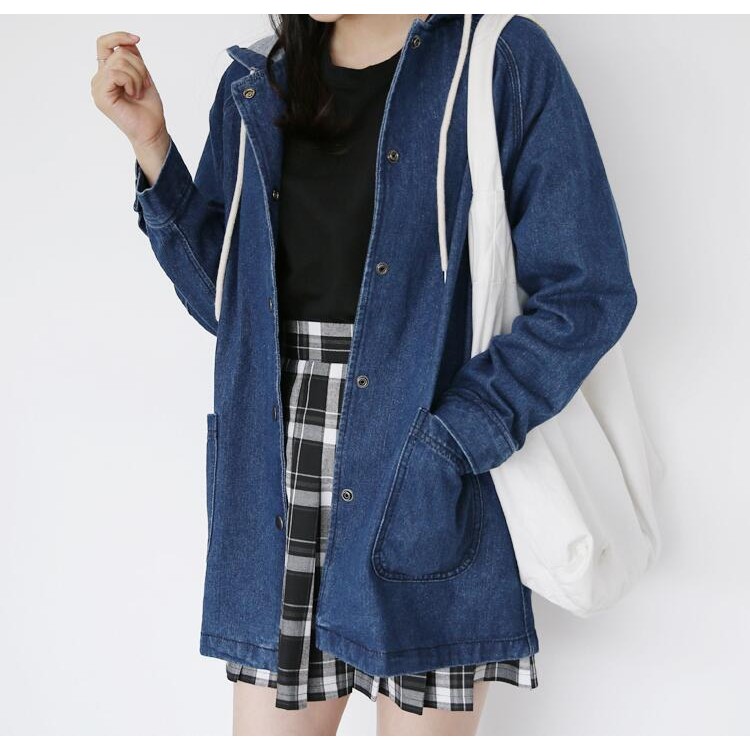 TE3087YZS Camicia in denim con taschino e cappuccio-1