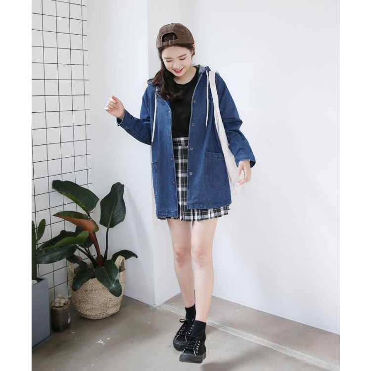 TE3087YZS Camicia in denim con taschino e cappuccio-3