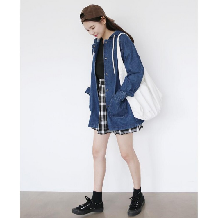 TE3087YZS Camicia in denim con taschino e cappuccio-6