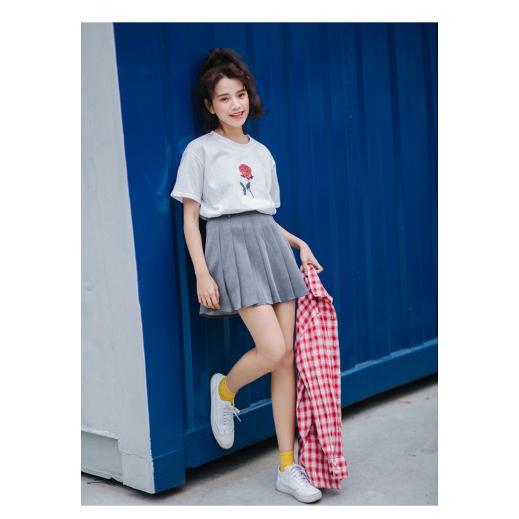 TE3112YZS T-shirt coreana a maniche corte con decorazione rosa-3