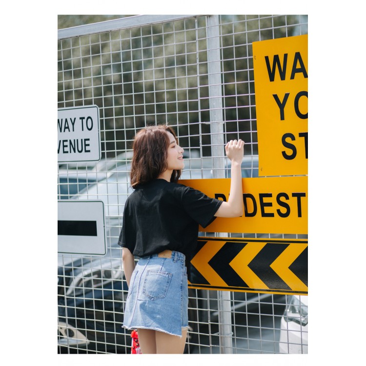 TE3112YZS T-shirt coreana a maniche corte con decorazione rosa-8