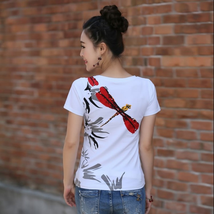 TE3116WSSP T-shirt a maniche corte con stampa bellezza e strass alla moda-1