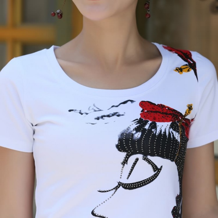 TE3116WSSP T-shirt a maniche corte con stampa bellezza e strass alla moda-4