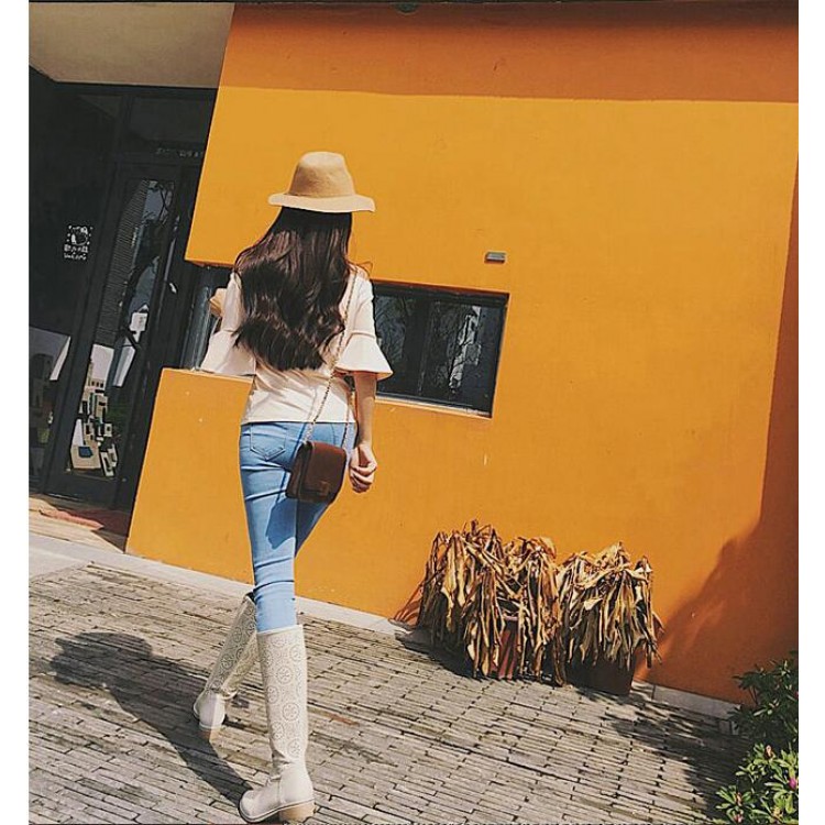 TE3169LXY Top in chiffon spesso con scollo a barchetta e maniche a balze dal design unico-6