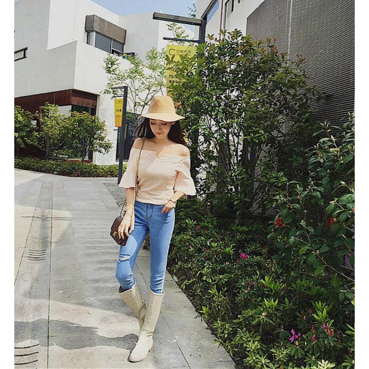 TE3169LXY Top in chiffon spesso con scollo a barchetta e maniche a balze dal design unico-7