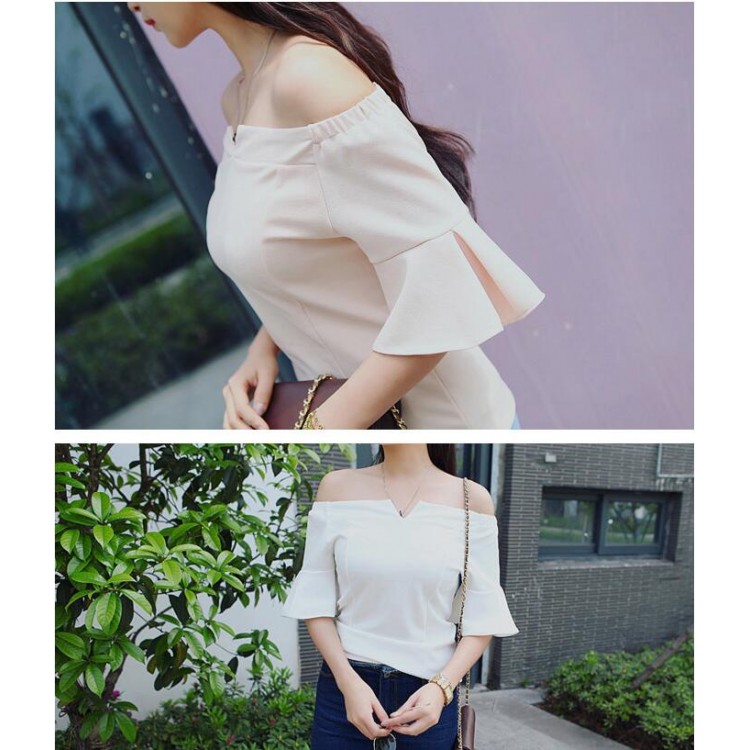 TE3169LXY Top in chiffon spesso con scollo a barchetta e maniche a balze dal design unico-8