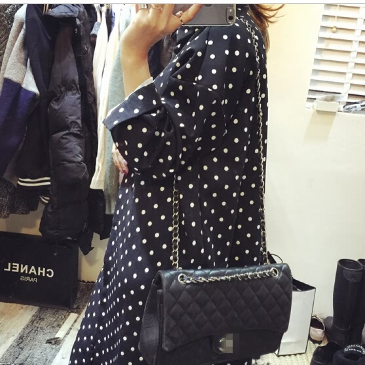 TE3207MY Camicia a maniche lunghe in chiffon addensato a pois alla moda coreana autunnale-5