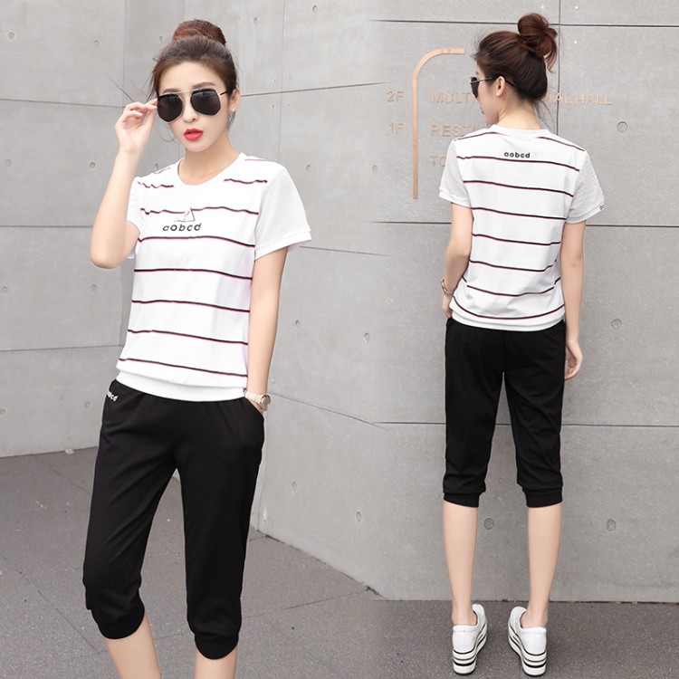 TE353YMN Tuta sportiva casual con top a righe-2