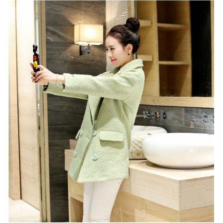 TE3910BDKJ Cappotto giapponese in lana con maniche a uccelli e ricamo doppiopetto-5