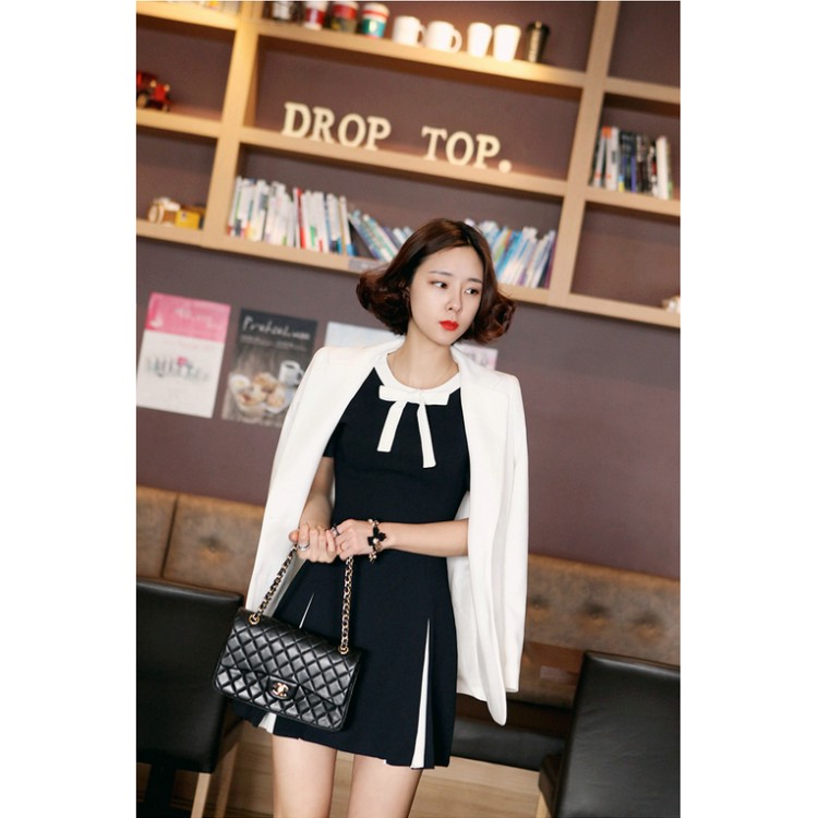 TE3915 Abito alla moda coreana sexy con allacciatura sulle spalle e spalle scoperte-7