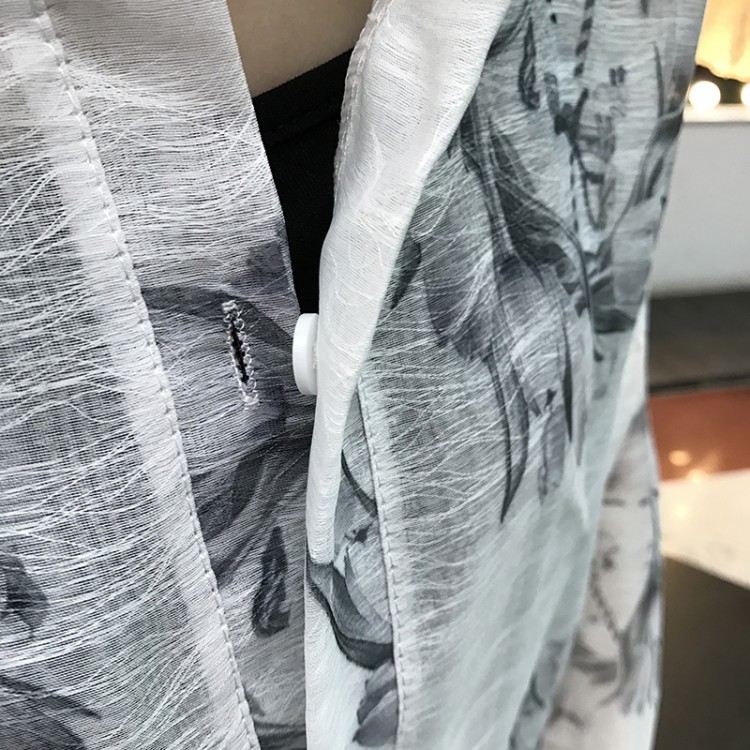 TE5027YZY Cappotto corto in organza con protezione solare stampata-5