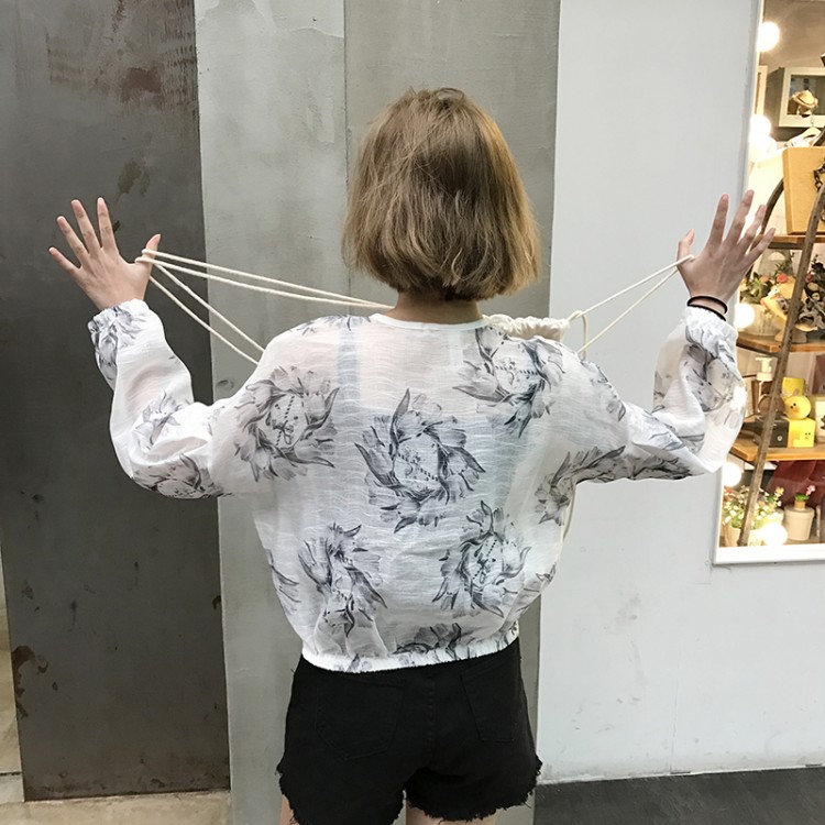 TE5027YZY Cappotto corto in organza con protezione solare stampata-7