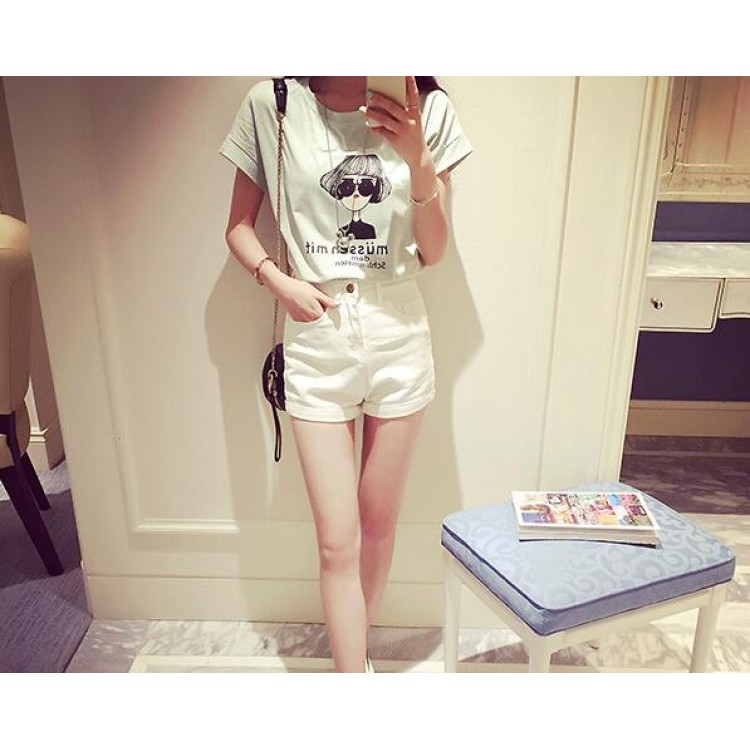 TE5048DDFS Shorts in denim slim stile joker semplice coreano-3