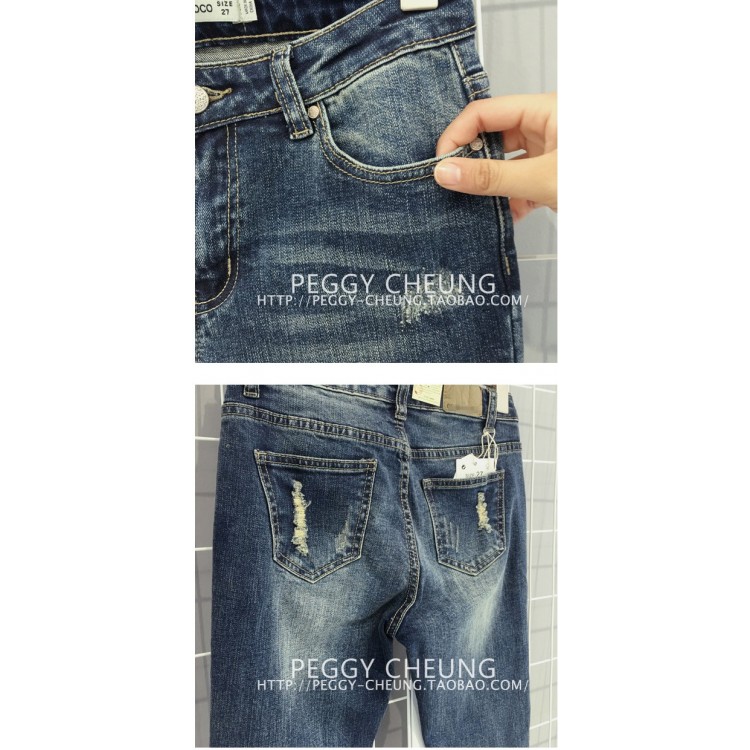 TE5080DDFS Jeans a zampa d'elefante con nappe irregolari e fondo abrasato di nuovo stile-7