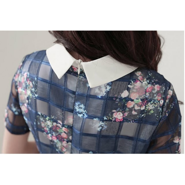 TE5094HM Abito tremante in organza con colletto Peter Pan-2