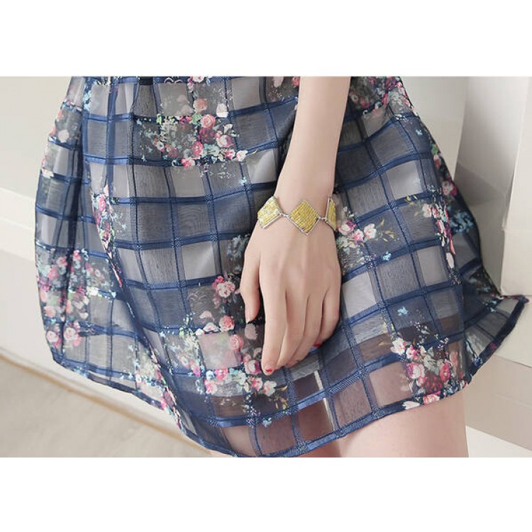 TE5094HM Abito tremante in organza con colletto Peter Pan-3