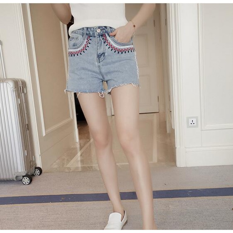 TE5142DDFS Shorts in denim casual slim larghi con vita impero-1