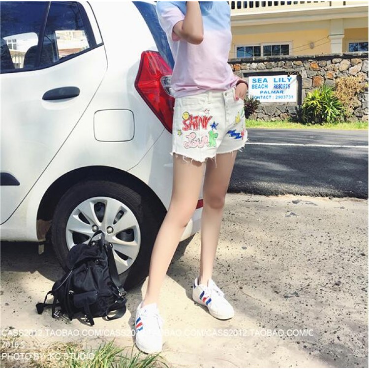 TE5143DDFS Shorts in denim bianco con bordo ruvido-2