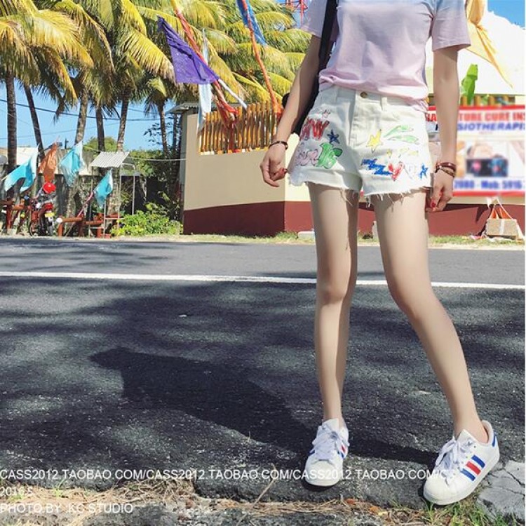 TE5143DDFS Shorts in denim bianco con bordo ruvido-4