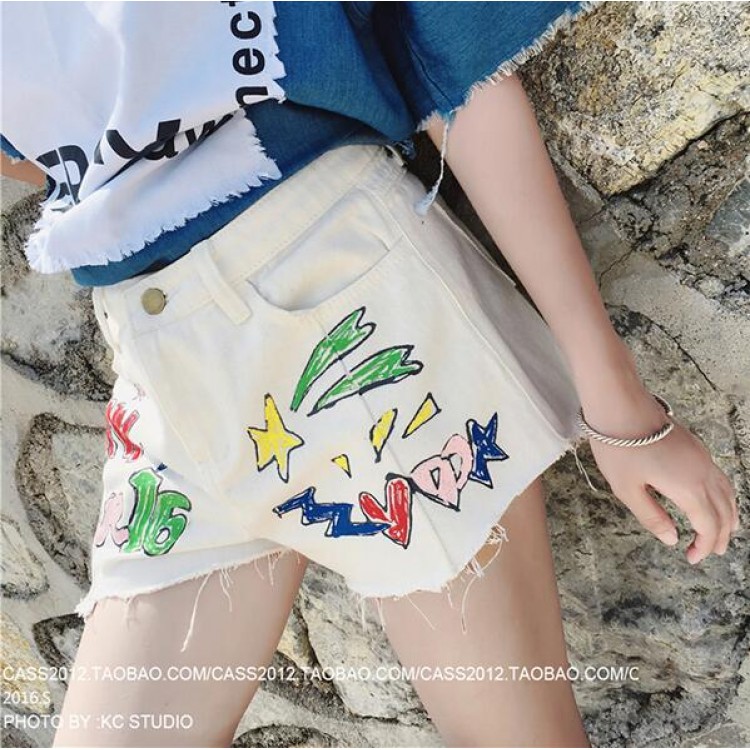 TE5143DDFS Shorts in denim bianco con bordo ruvido-6