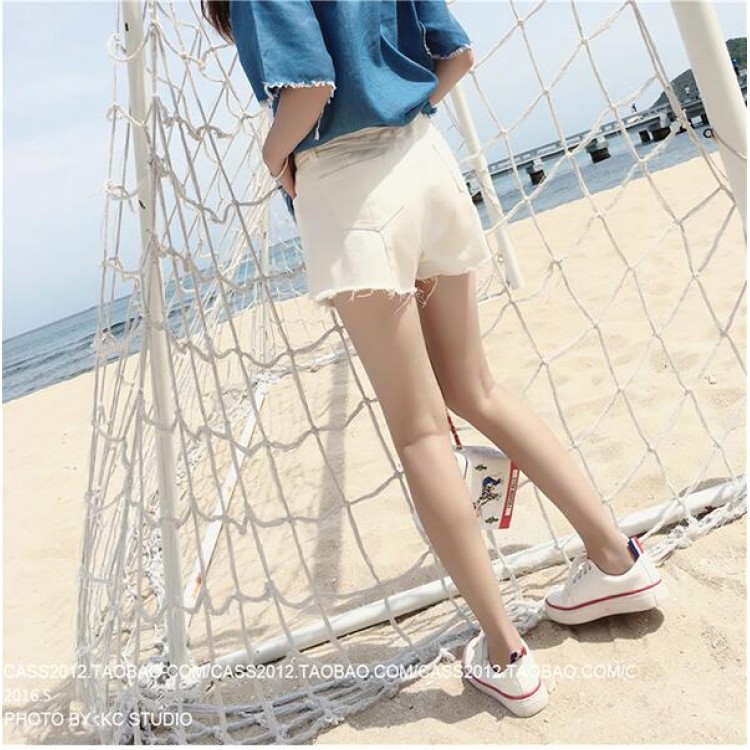 TE5143DDFS Shorts in denim bianco con bordo ruvido-1