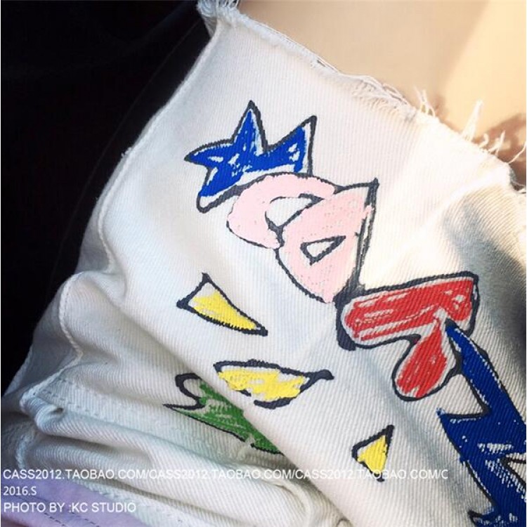 TE5143DDFS Shorts in denim bianco con bordo ruvido-7