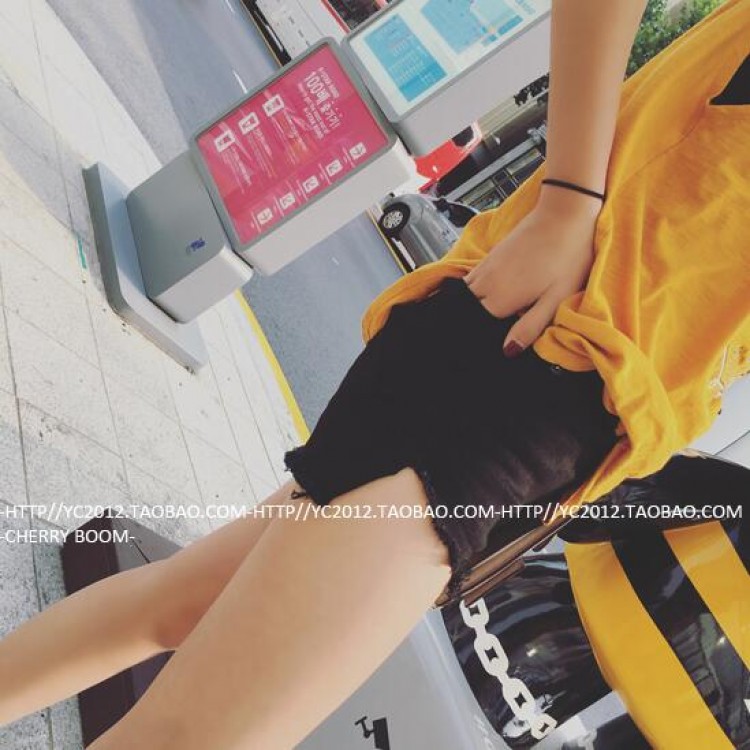 TE5147DDFS Shorts in denim stile impero slim con taglio ruvido e moda coreana-4