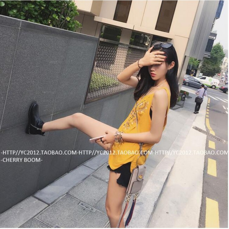 TE5147DDFS Shorts in denim stile impero slim con taglio ruvido e moda coreana-6