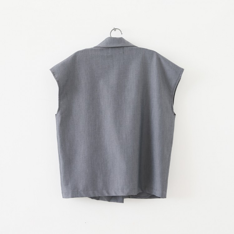 TE5219UGLY Cappotto gilet slim color puro con risvolto moda europeo-2